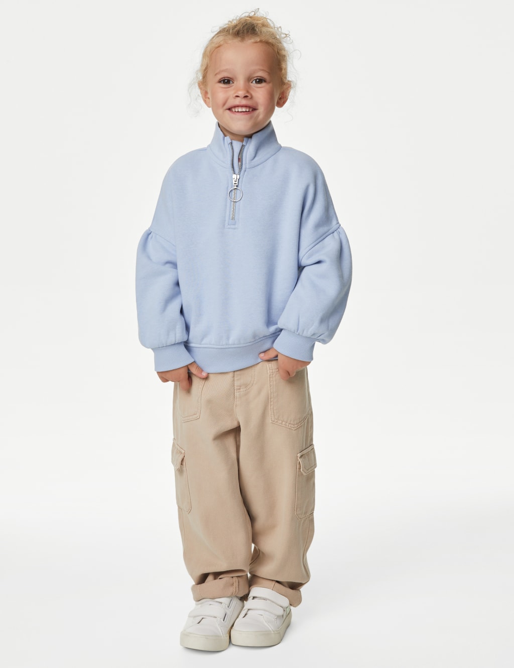 Cotton Rich Half Zip Sweatshirt (2-8 Yrs) image 1