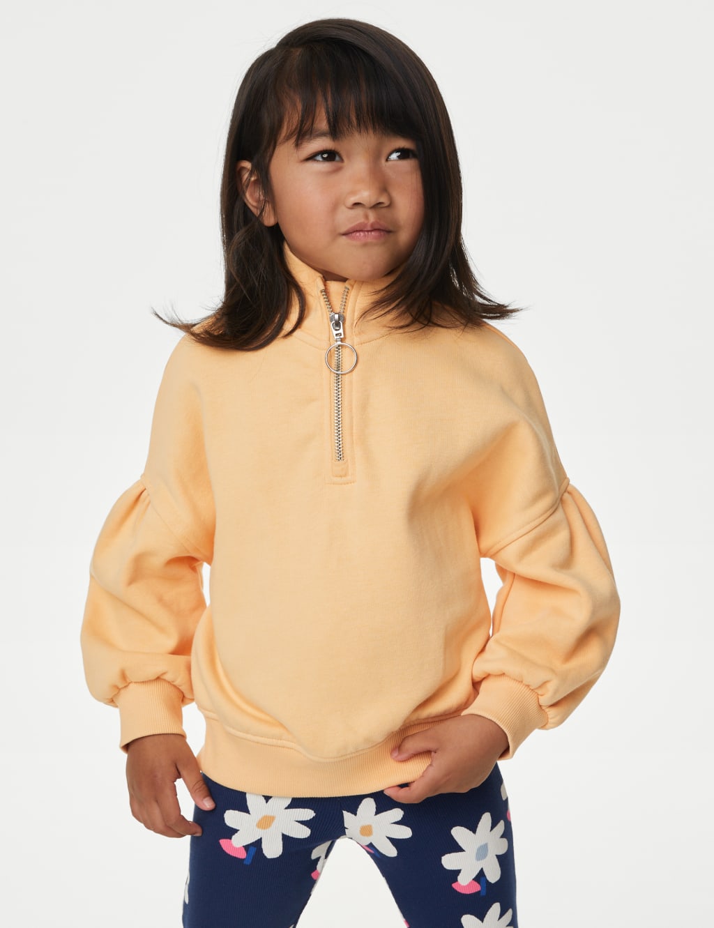 Cotton Rich Half Zip Sweatshirt (2-8 Yrs) image 1