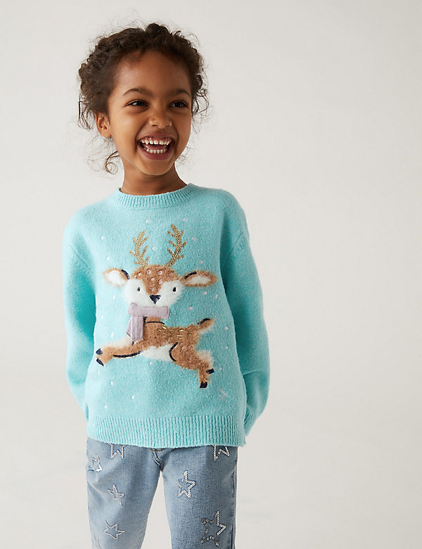 Knitted Reindeer Jumper (2-7 Yrs) - IS