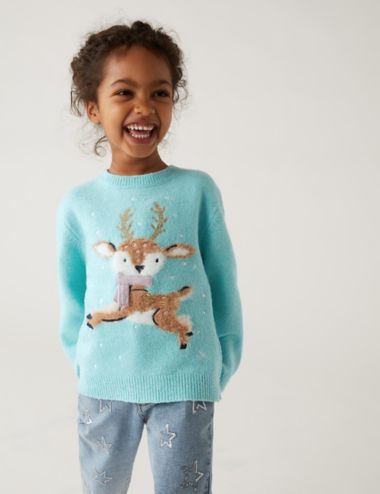 6-16 Yrs Plain Knitted Jumper Marks & Spencer Girls Clothing Sweaters Turtlenecks 