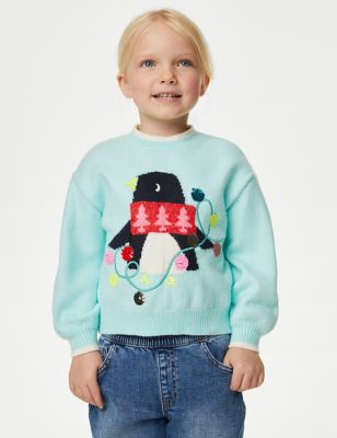 Knitted Penguin Sequin Christmas Jumper (2-8 Yrs)