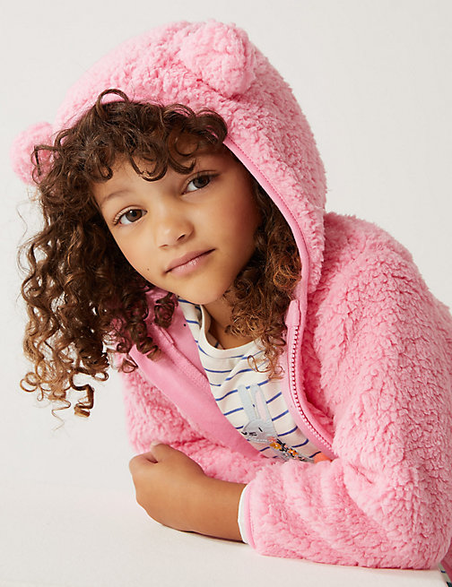 Marks And Spencer Girls M&S Collection Borg Zip Hoodie (2-7 Yrs) - Pink, Pink
