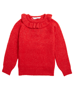 

Girls M&S Collection Pointelle Jumper (2 - 7 Yrs) - Red, Red