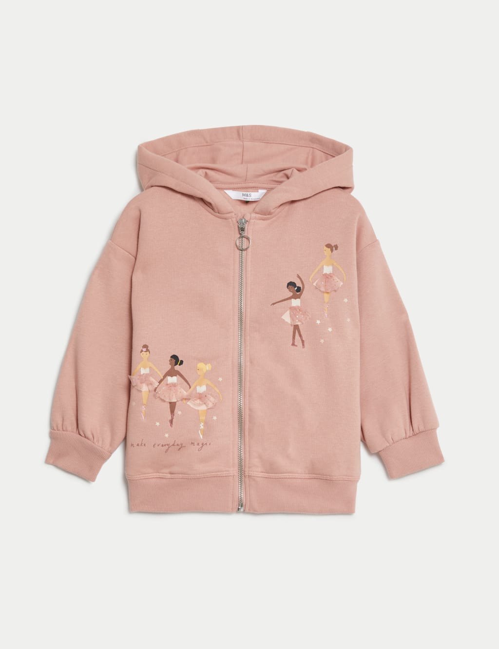 Cotton Rich Ballerina Zip Hoodie (2-8 Yrs) image 2