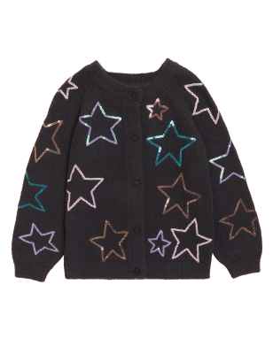 

M&S Collection Cárdigan de estrellas con lentejuelas (2-7 años) - Charcoal, Charcoal