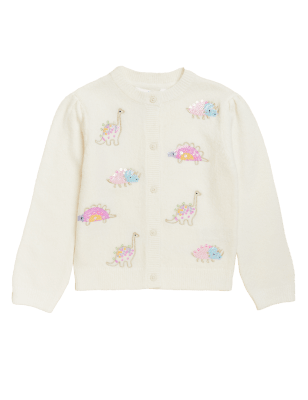 

Girls M&S Collection Dinosaur Sequin Cardigan (2 - 7 Yrs) - Ivory, Ivory