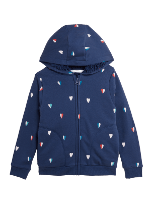 

Girls M&S Collection Cotton Rich Borg Lined Heart Hoodie (2-7 Yrs) - Navy, Navy
