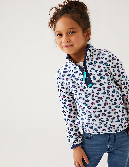 Marks And Spencer Girls M&S Collection Leopard Print Fleece Top (2-7 Yrs) - Multi