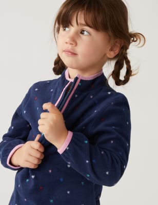 Marks And Spencer Girls M&S Collection Heart Fleece Jumper (2 - 7 rs) - Navy, Navy