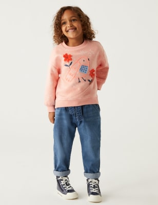 

M&S Collection Sudadera de algodón con diseño de aves (2-8 años) - Coral, Coral