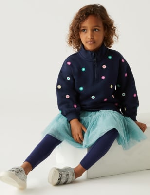 

Girls M&S Collection Cotton Rich Floral Half Zip Sweatshirt (2-8 Yrs) - Navy, Navy
