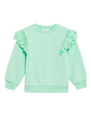 

Girls M&S Collection Cotton Rich Frill Sweatshirt (2-8 Yrs) - Green, Green