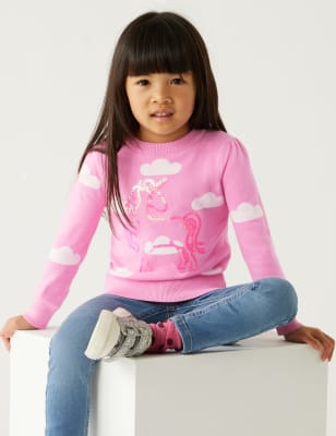 Pure Cotton Sequin Unicorn Jumper