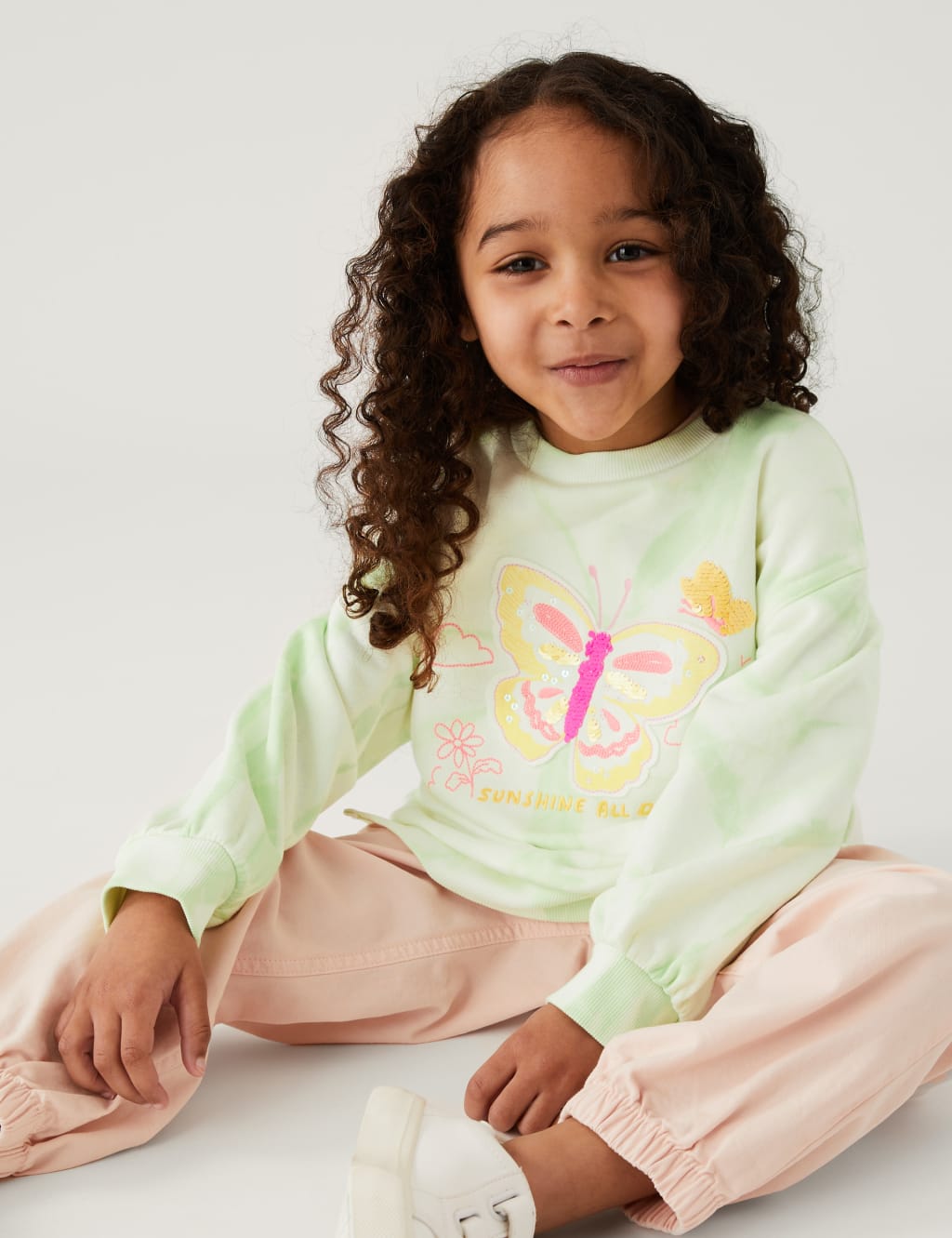 Cotton Rich Butterfly Tie Dye Sweatshirt (2-8 Yrs) image 1