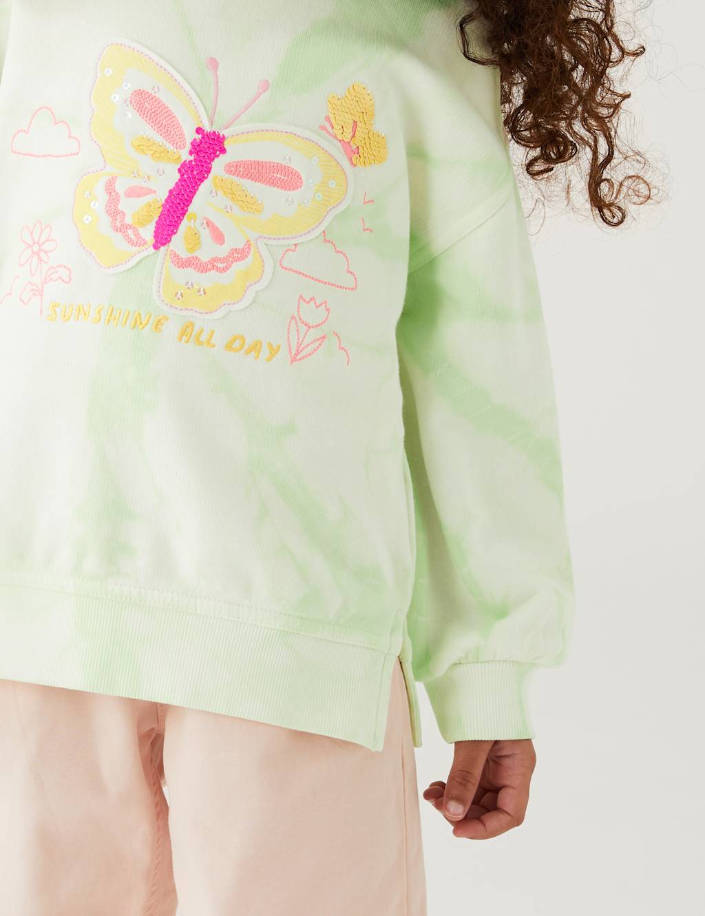 Cotton Rich Butterfly Tie Dye Sweatshirt (2-8 Yrs) image 2