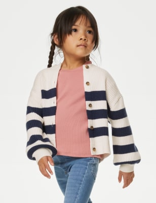 

Girls M&S Collection Knitted Striped Cardigan (2-8 Yrs) - Indigo Mix, Indigo Mix