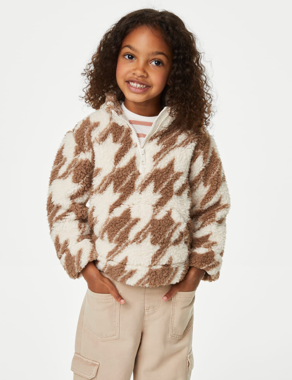 Printed Borg Fleece Half Zip Top (2-8 Yrs) image 3