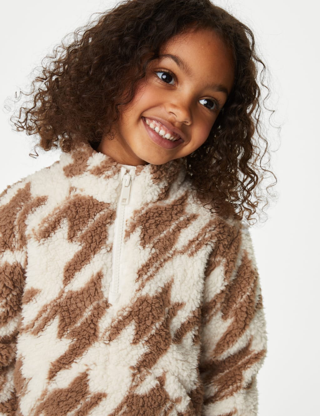 Printed Borg Fleece Half Zip Top (2-8 Yrs) image 4