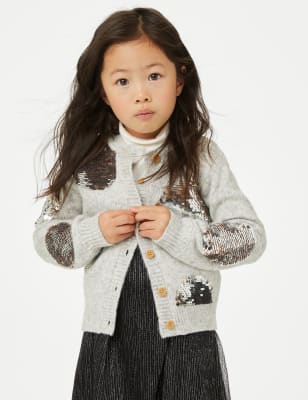 

Girls M&S Collection Sequin Spot Knitted Cardigan (2-8 Yrs) - Grey, Grey