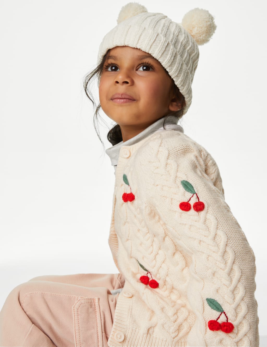 Cable Knit Cherry Cardigan (2-8 Yrs) image 1