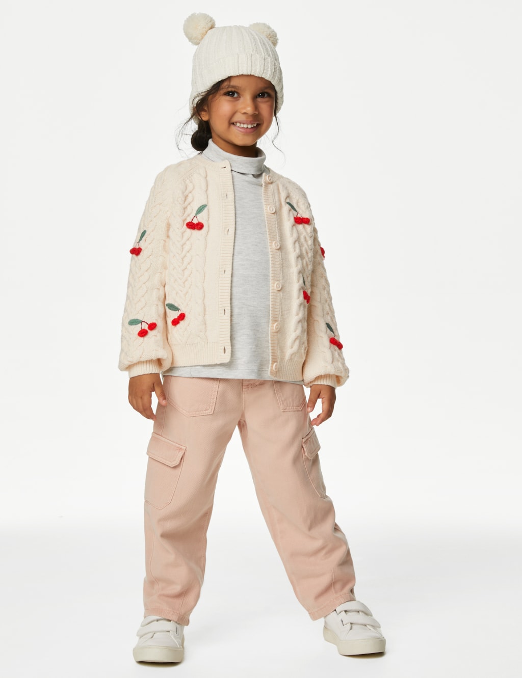 Cable Knit Cherry Cardigan (2-8 Yrs) image 3
