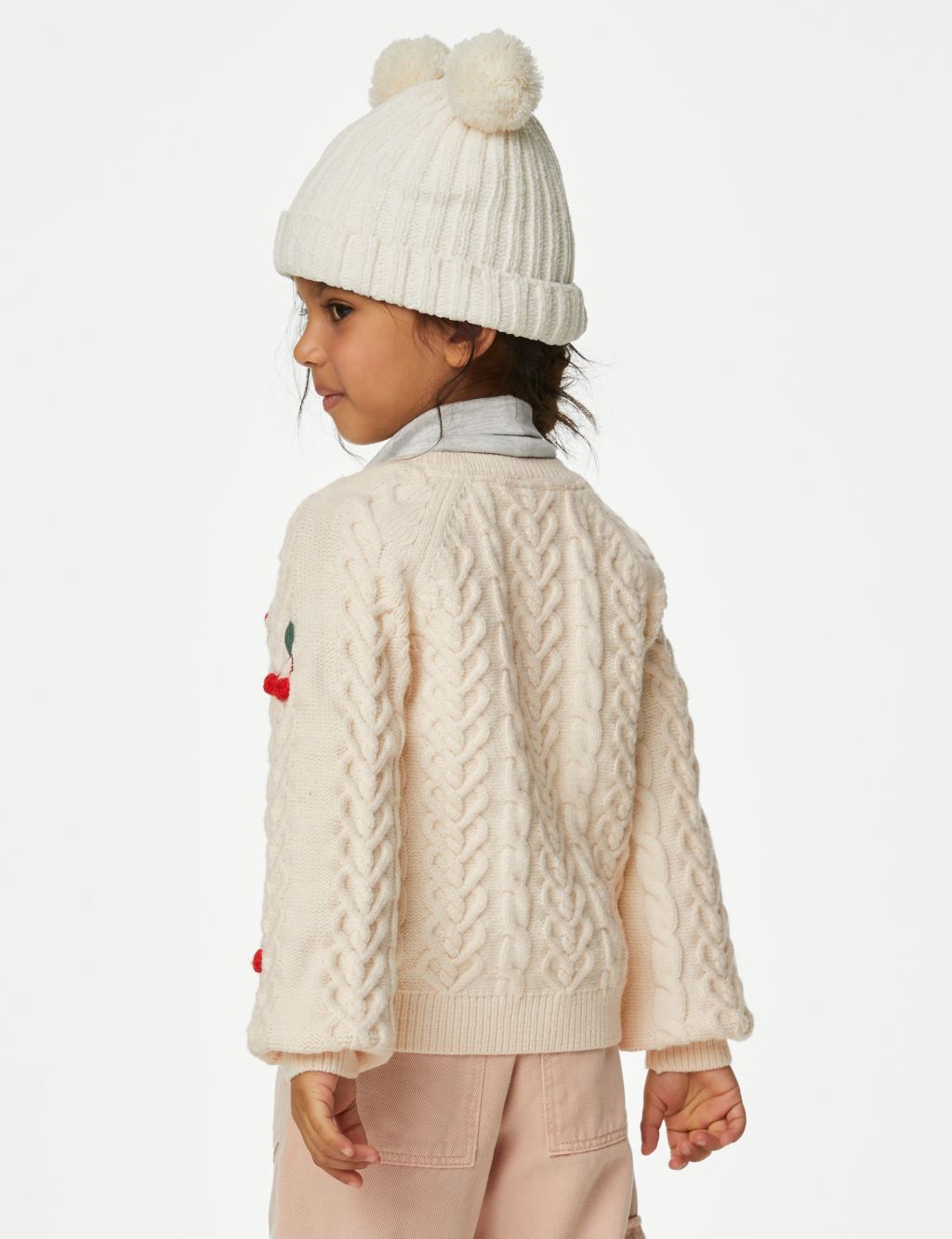 Cable Knit Cherry Cardigan (2-8 Yrs) image 4