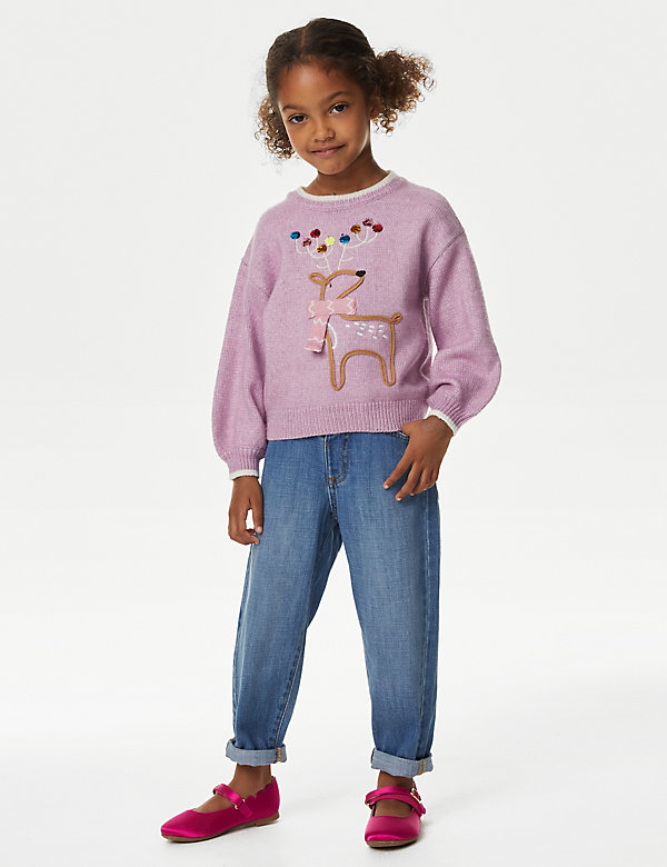 Πλεκτό πουλόβερ με σχέδιο τάρανδο (2-8 ετών) - GR