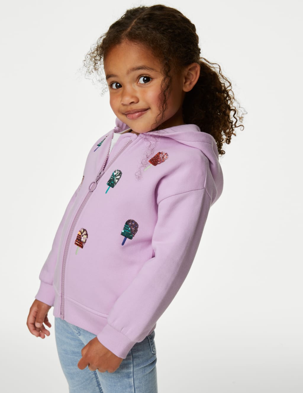 Cotton Rich Sequin Ice Cream Hoodie (2-8 Yrs) image 1