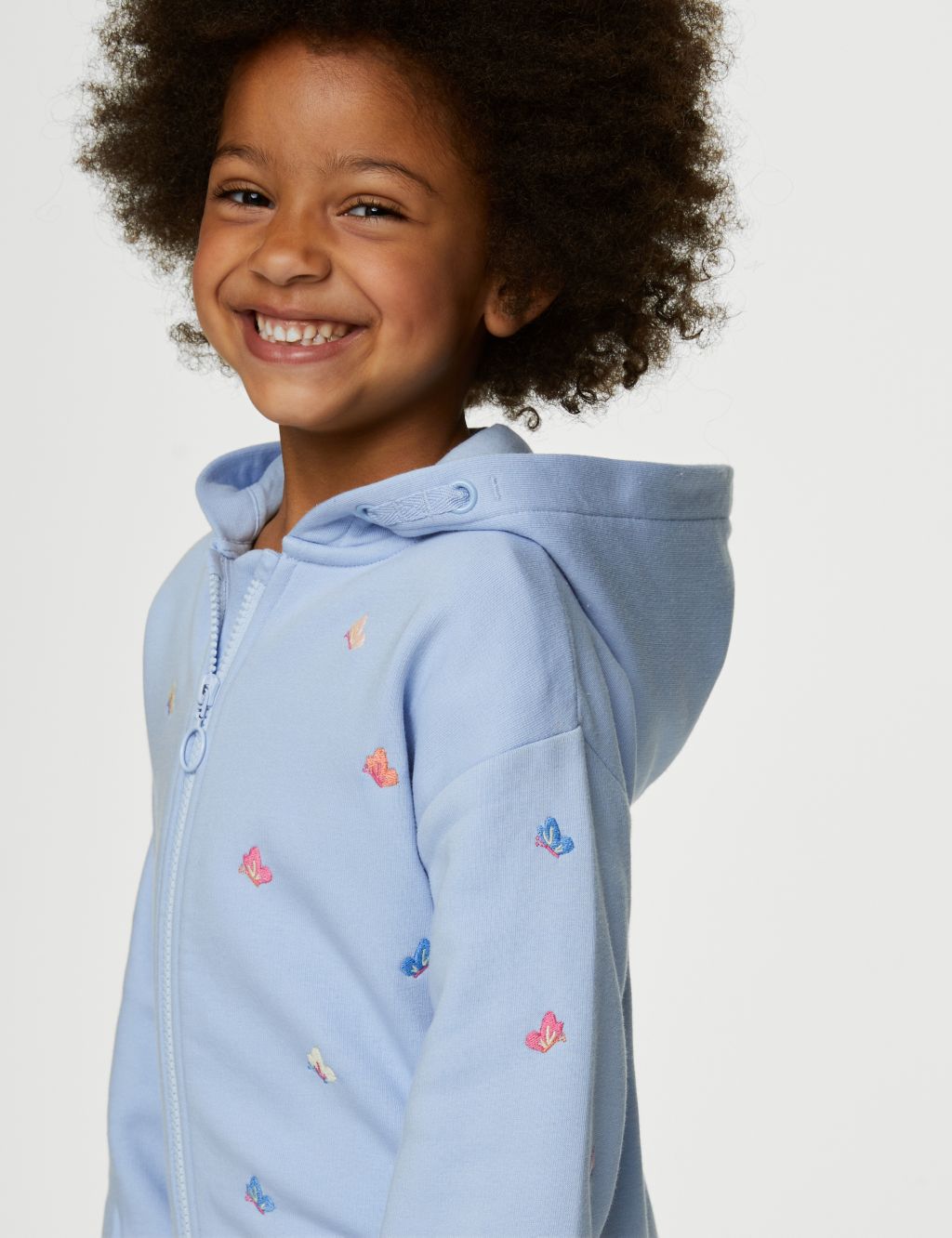 Cotton Rich Butterfly Zip Hoodie (2-8 Yrs) image 3