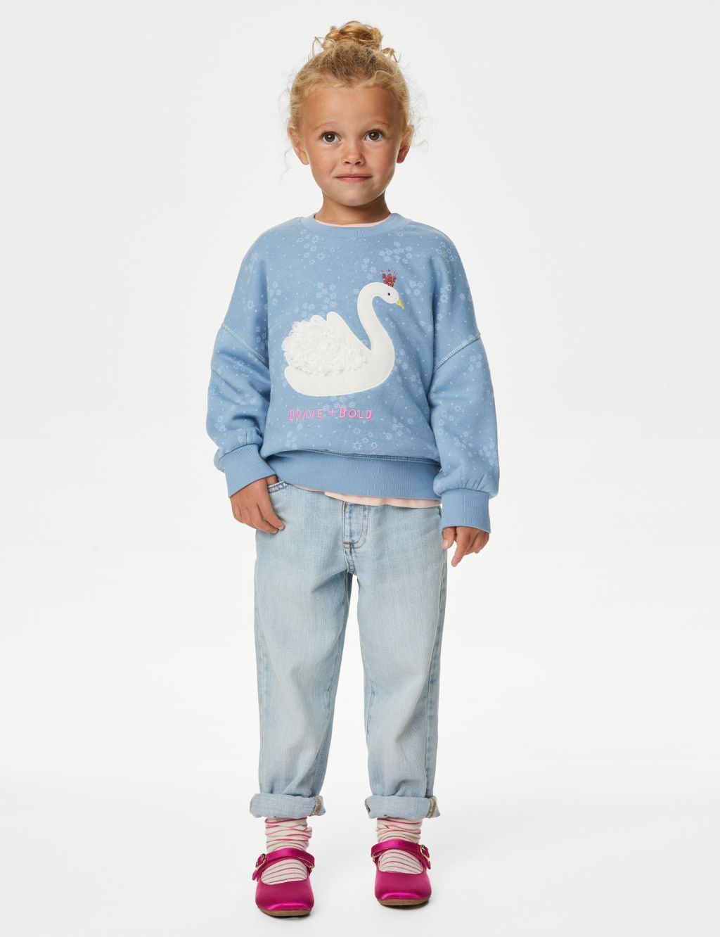 Cotton Rich Swan Sweatshirt (2-8 Yrs) image 1