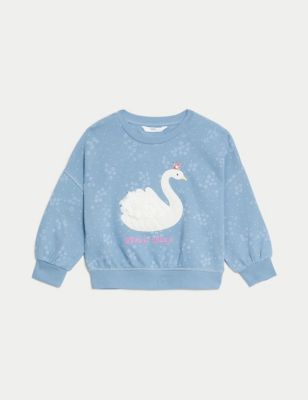 Cotton Rich Swan Sweatshirt (2-8 Yrs)