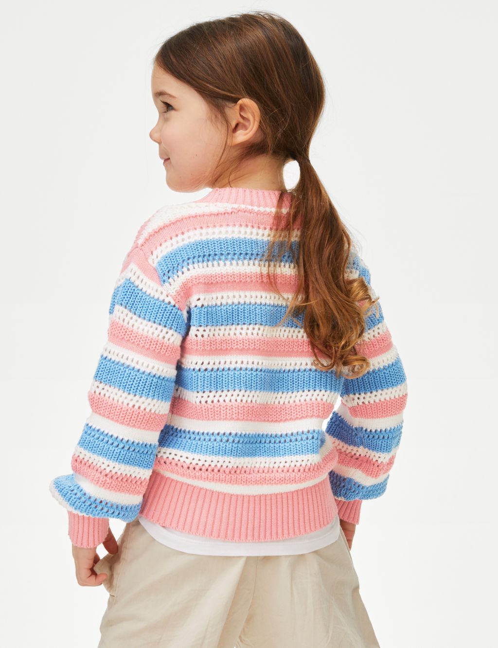 Pure Cotton Knitted Floral Jumper (2-8 Yrs) image 4