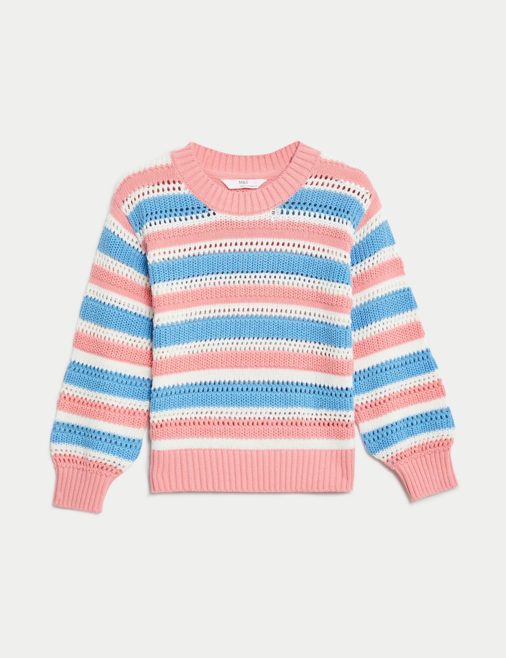 Pure Cotton Knitted Floral Jumper (2-8 Yrs) image 2