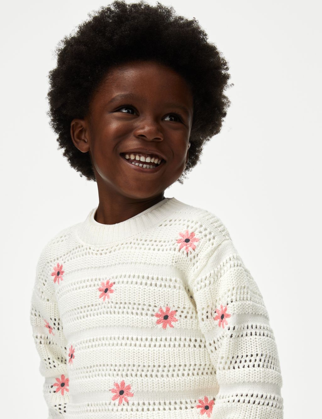 Pure Cotton Knitted Floral Jumper (2-8 Yrs) image 1