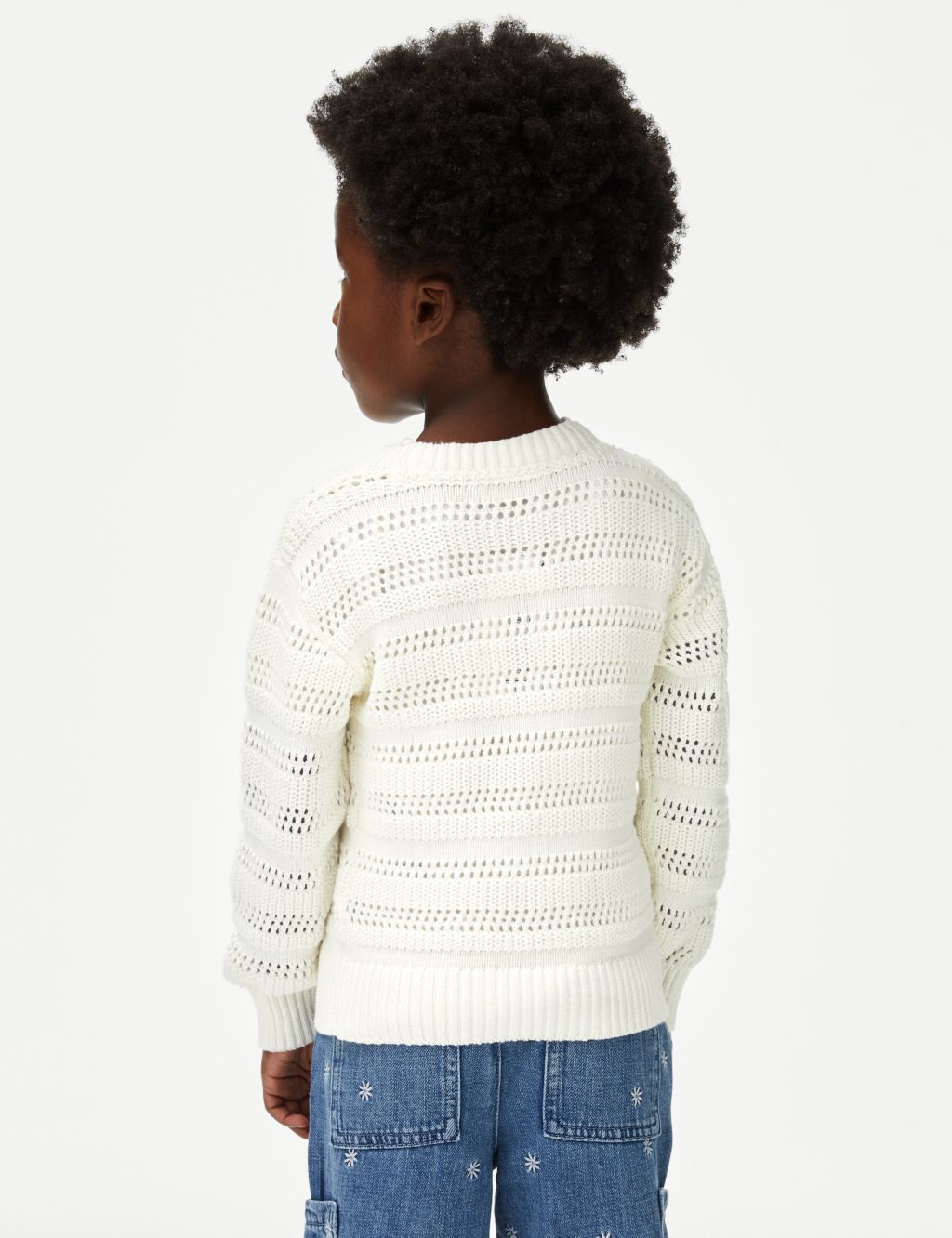 Pure Cotton Knitted Floral Jumper (2-8 Yrs) image 4
