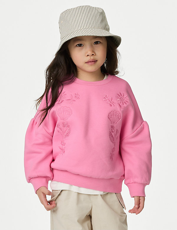 Cotton Rich Floral Sweatshirt (2-8 Yrs) - NZ