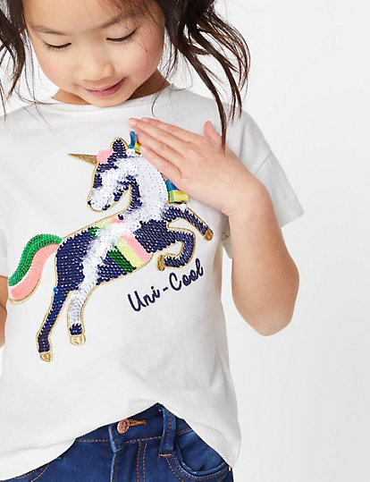 Reversible Sequin Unicorn T-Shirt (2-7 Yrs)