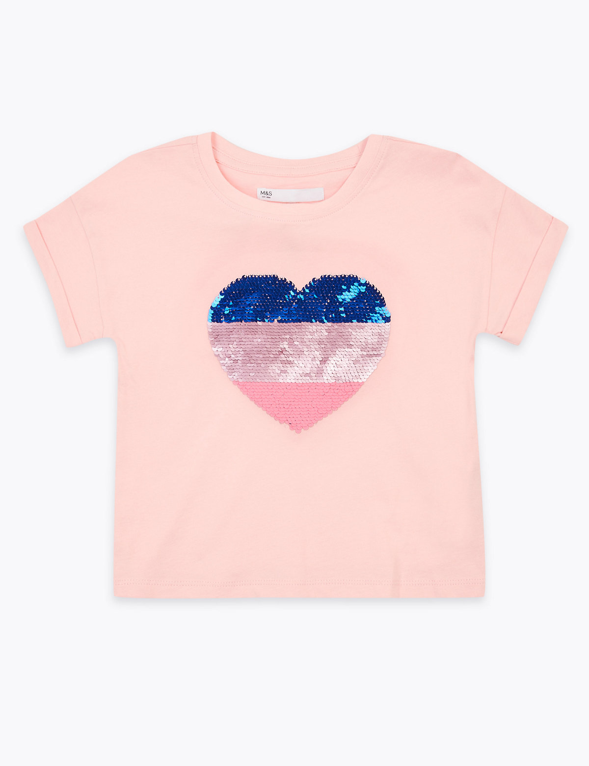 Cotton Reversible Sequin Heart T-Shirt (2-7 Yrs)