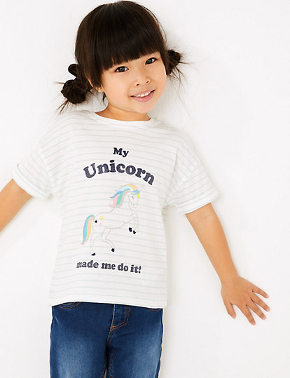 3 Pack Cotton Unicorn T-Shirts (2-7 Yrs)