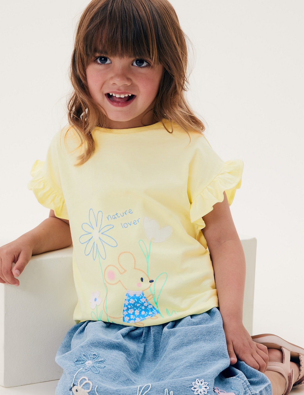 Pure Cotton Mouse Embroidered T-Shirt (2-7 Yrs)