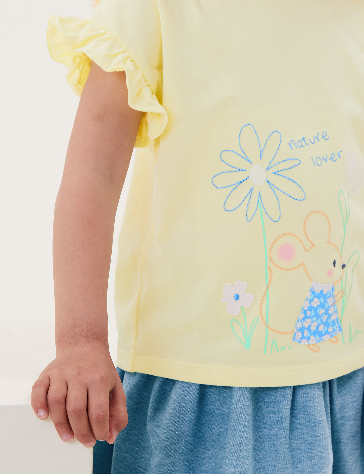 Pure Cotton Mouse Embroidered T-Shirt (2-7 Yrs)