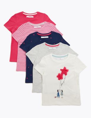5 Pack Cotton Star T-Shirts (2-7 Yrs) | M&S