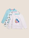 3pk Pure Cotton Butterfly Tops (2-7 Yrs)