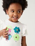 Pure Cotton Sequin Flower T-Shirt