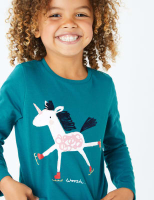 Top &agrave; motif licorne sur patins &agrave; glace (du 3&nbsp;mois au 7&nbsp;ans)