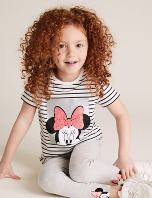 T-shirt 100 % coton à motif Minnie™ et rayures, orné de sequins (du 2 au 7 ans) - White