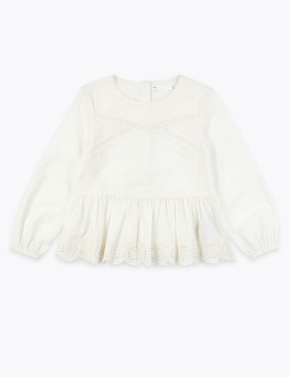 Cotton Broderie Frill Blouse (2-7 Yrs)