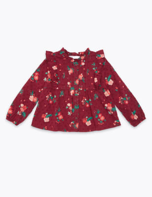 Blouse en coton &agrave; motif fleuri (du 3&nbsp;mois au 7&nbsp;ans)