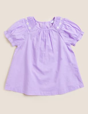 Pure Cotton Daisy Embroidered Top (27 Yrs)