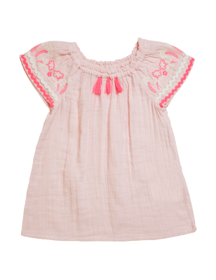 

Girls M&S Collection Pure Cotton Embroidered Top (2-7 Yrs) - Pink, Pink